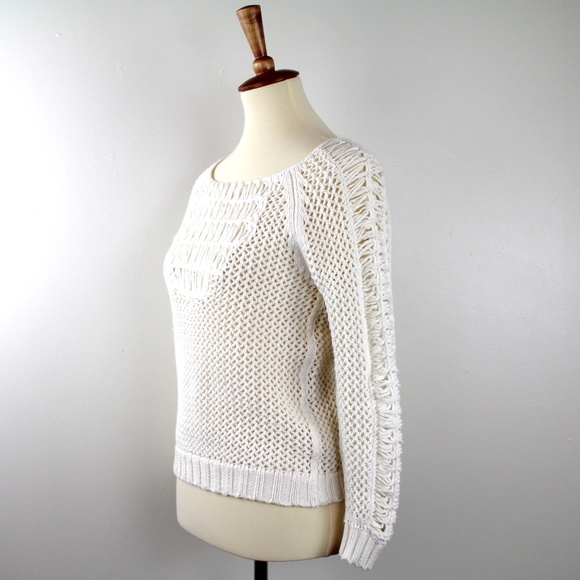 Maje Cilan Ivory Crochet Open Knit Sweater 1 - Picture 2 of 4
